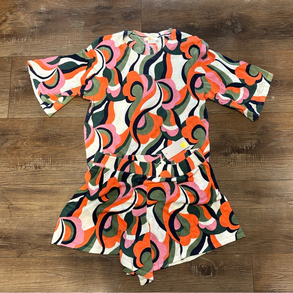 NWT Boden Multicolor Abstract Sweater and Shorts.